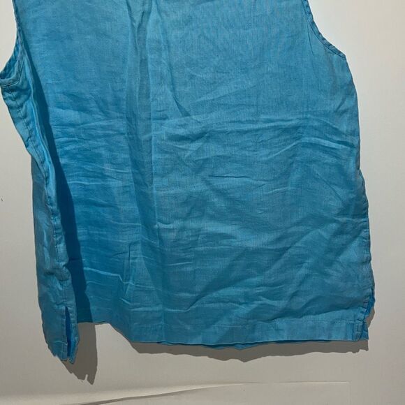 JNY Jones New York Women's Blue 100% Linen Half Button Tank Top Size XL - Picture 7 of 9